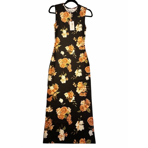 We Wore What Women's Black/Floral Muscle Tank Midi Dress Size XS Fairy Grunge - Picture 3 of 7